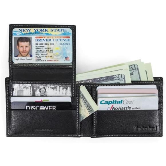 Timberland Men's Leather Passcase Security RFID Wallet, Black, One Size - Picture 4 of 7